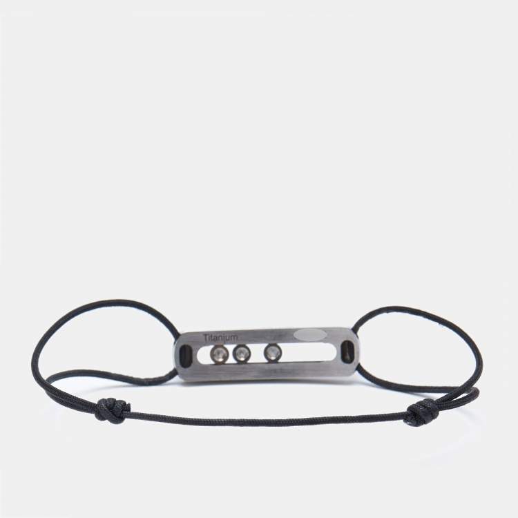 Pre Owned Messika Move Titanium Graphite Titanium Diamond Cord Bracelet 