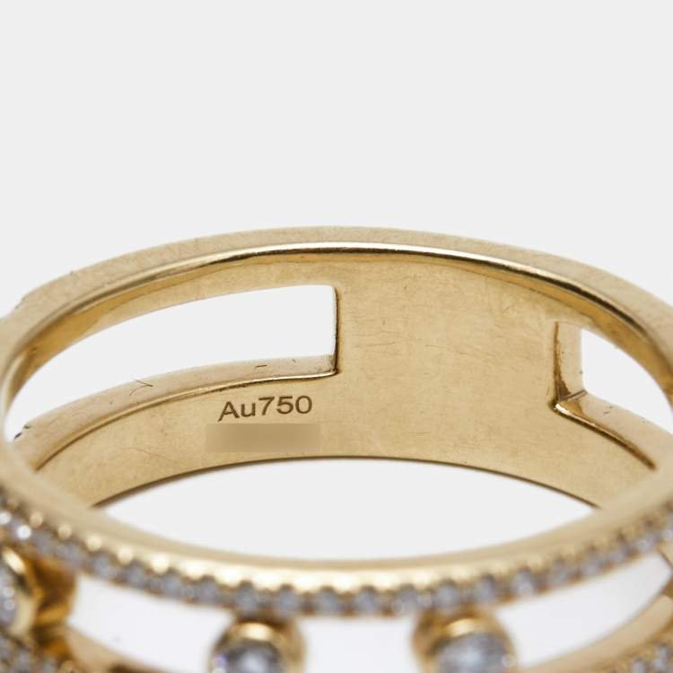 Pre Owned Messika Move Romane Diamonds 18k Yellow Gold Ring Size 62