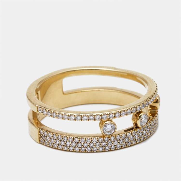 Pre Owned Messika Move Romane Diamonds 18k Yellow Gold Ring Size 62