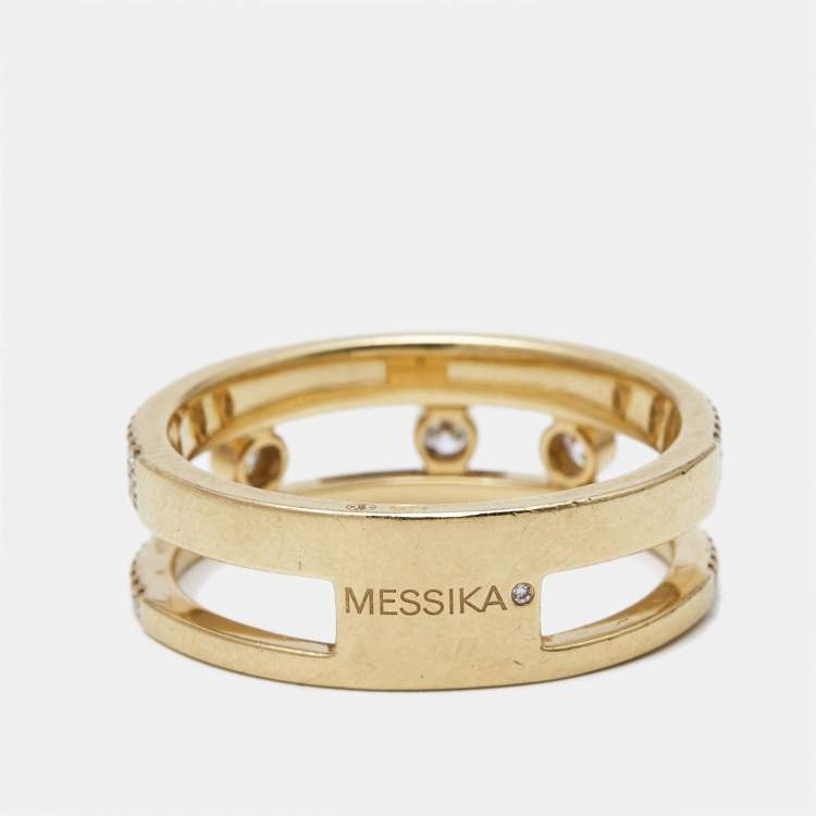 Pre Owned Messika Move Romane Diamonds 18k Yellow Gold Ring Size 62