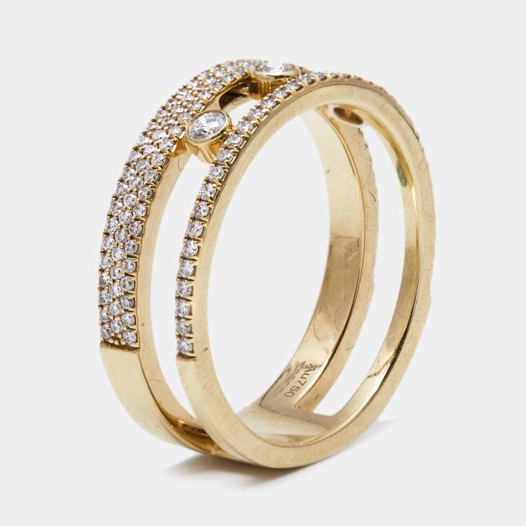 Pre Owned Messika Move Romane Diamonds 18k Yellow Gold Ring Size 62