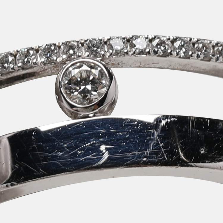 Pre Owned Messika Move Romane Diamonds 18k White Gold Ring Size 54