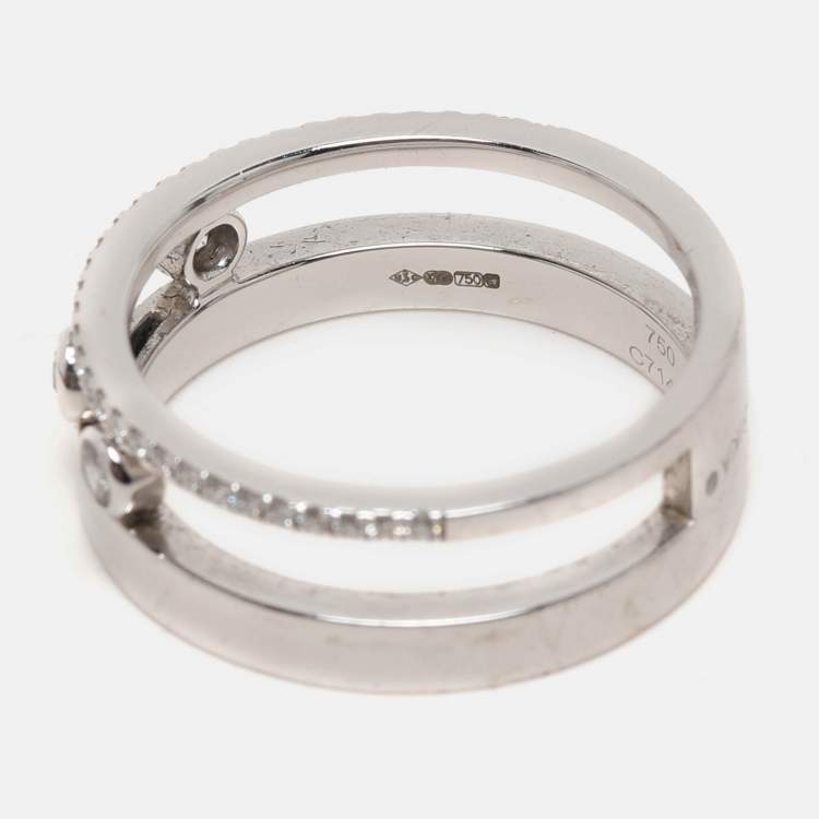 Pre Owned Messika Move Romane Diamonds 18k White Gold Ring Size 54