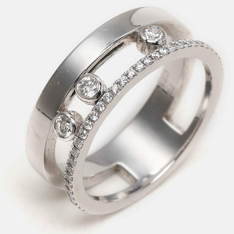 Pre Owned Messika Move Romane Diamonds 18k White Gold Ring Size 54