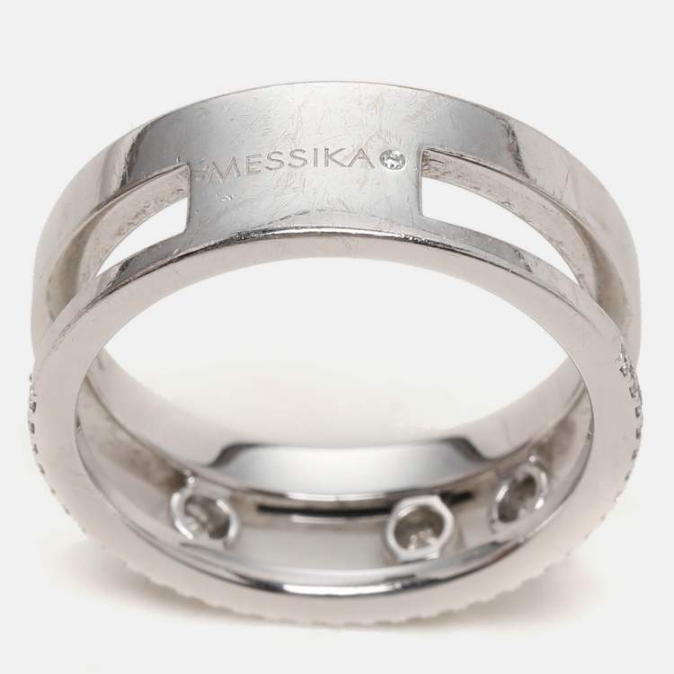 Pre Owned Messika Move Romane Diamonds 18k White Gold Ring Size 54