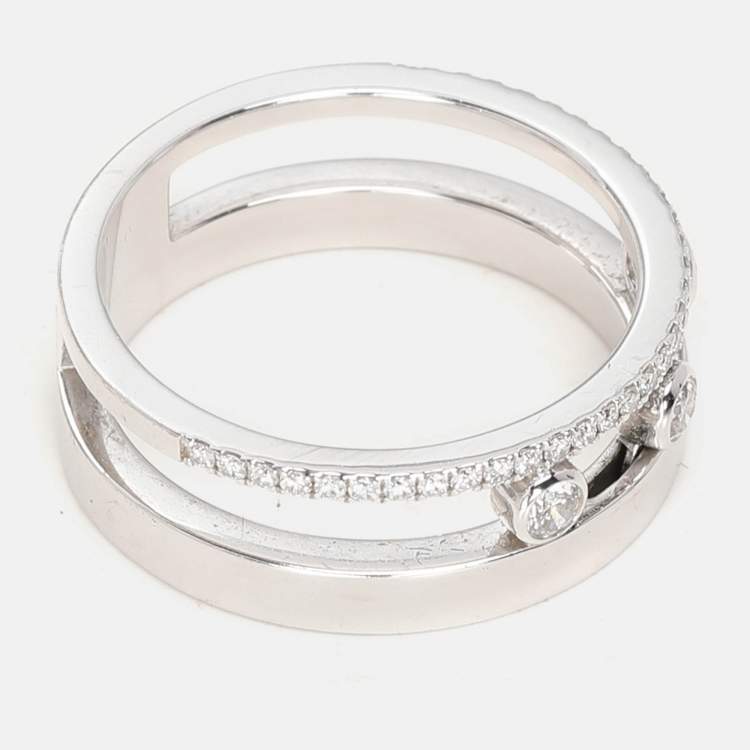 Pre Owned Messika Move Romane Diamonds 18k White Gold Ring Size 54