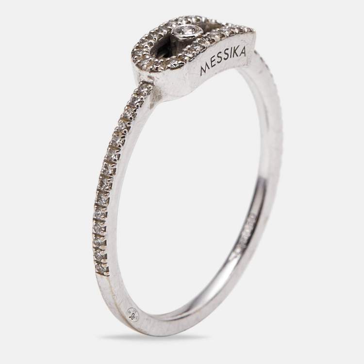 Pre Owned Messika Move Uno Pavé Diamonds 18k White Gold Ring Size 52