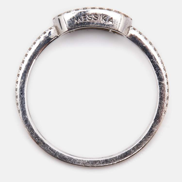 Pre Owned Messika Move Uno Pavé Diamonds 18k White Gold Ring Size 52