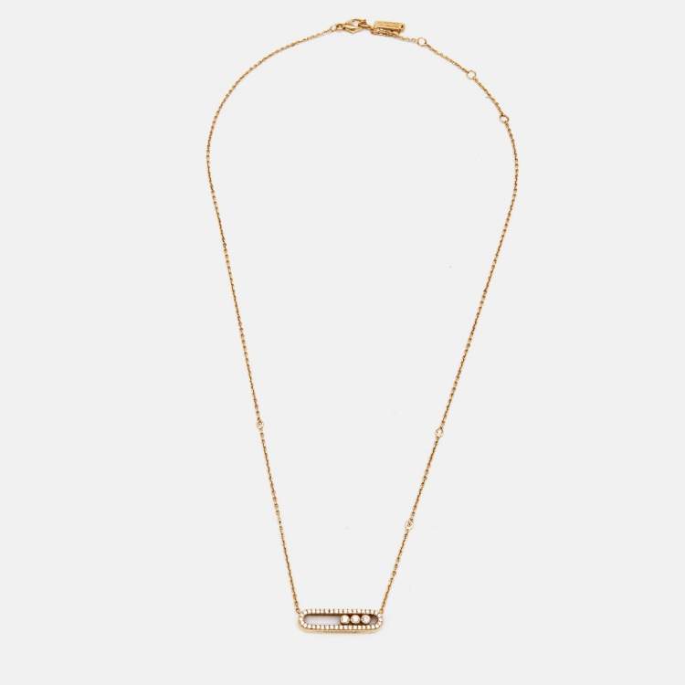 Pre Owned Messika Baby Move Pavé Diamond 18k Yellow Gold Necklace