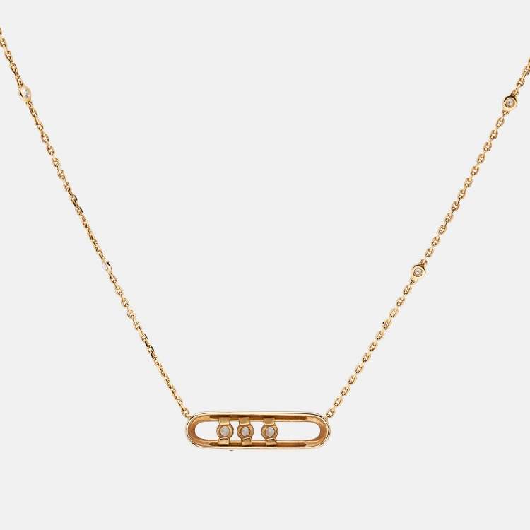 Pre Owned Messika Baby Move Pavé Diamond 18k Yellow Gold Necklace