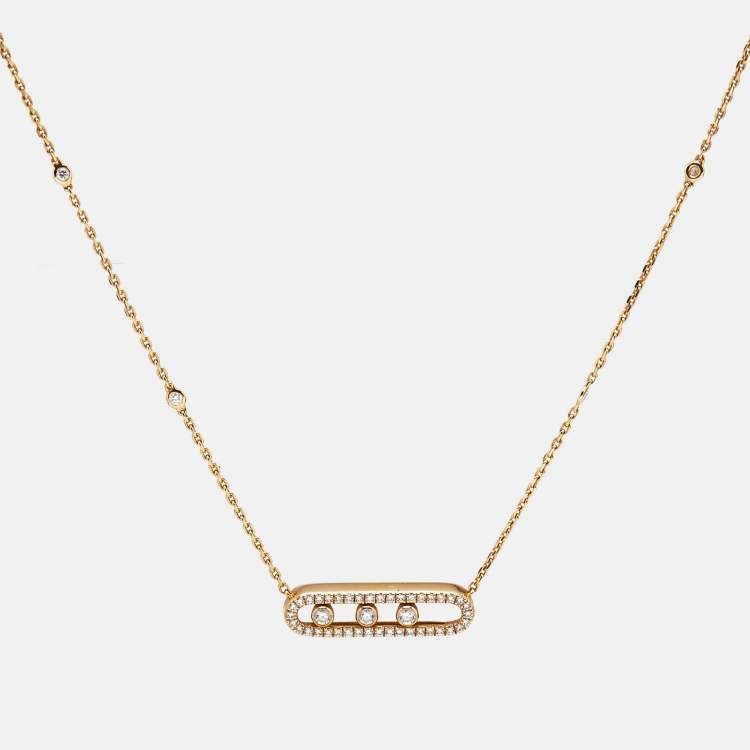 Pre Owned Messika Baby Move Pavé Diamond 18k Yellow Gold Necklace