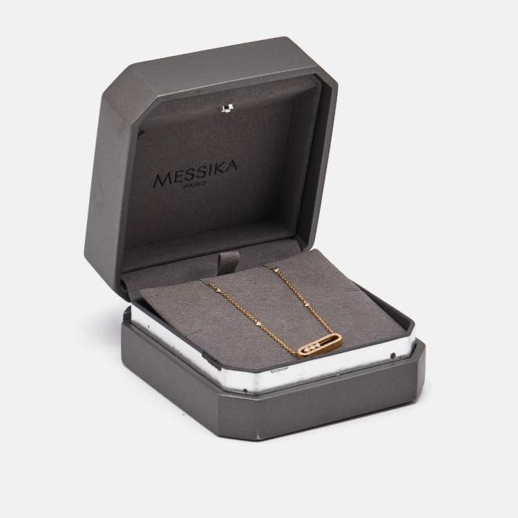 Pre Owned Messika Baby Move Pavé Diamond 18k Yellow Gold Necklace