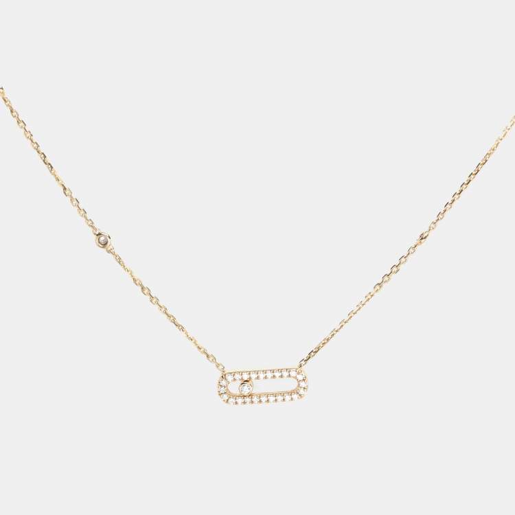 Pre Owned Messika Move Uno Pave 18k Yellow Gold Necklace