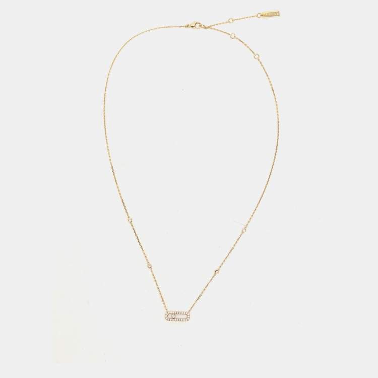 Pre Owned Messika Move Uno Pave 18k Yellow Gold Necklace