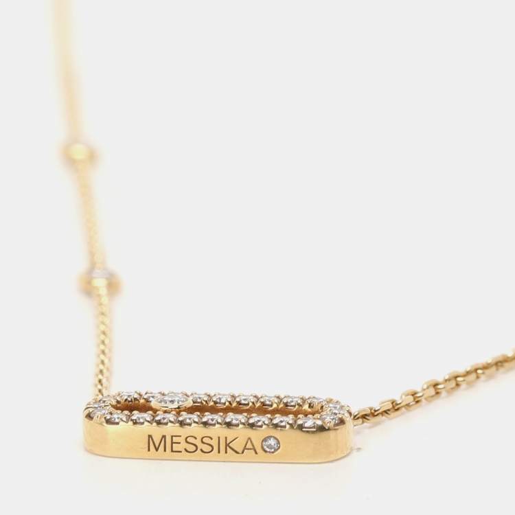 Pre Owned Messika Move Uno Pave 18k Yellow Gold Necklace