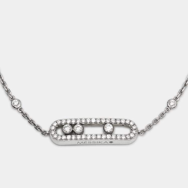 Pre Owned Messika Baby Move Pavé Diamonds 18k White Gold Bracelet