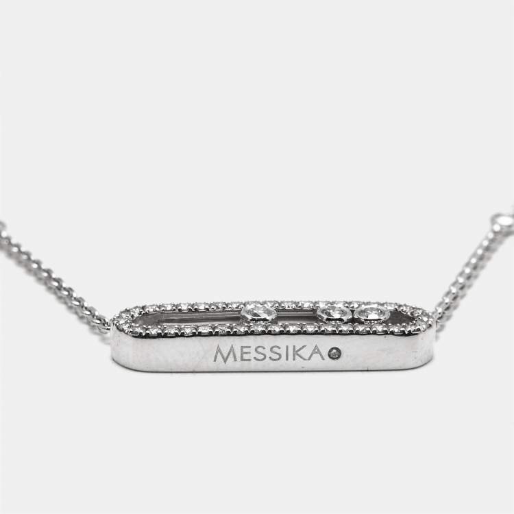 Pre Owned Messika Baby Move Pavé Diamonds 18k White Gold Necklace