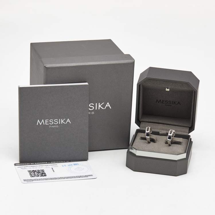 Pre Owned Messika Move Pavé Diamonds 18k White Gold Hoop Earrings