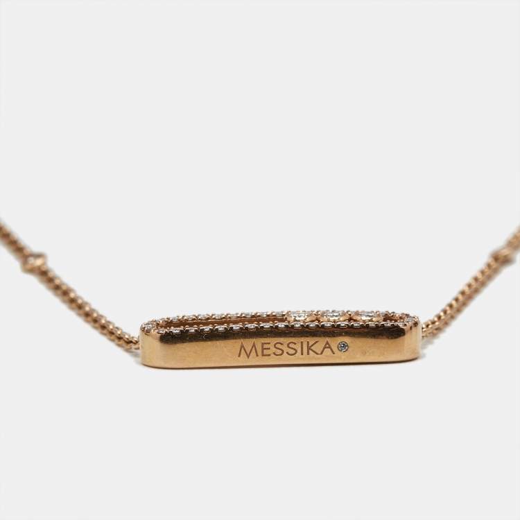 Pre Owned Messika Baby Move Pavé Diamonds 18k Rose Gold Necklace