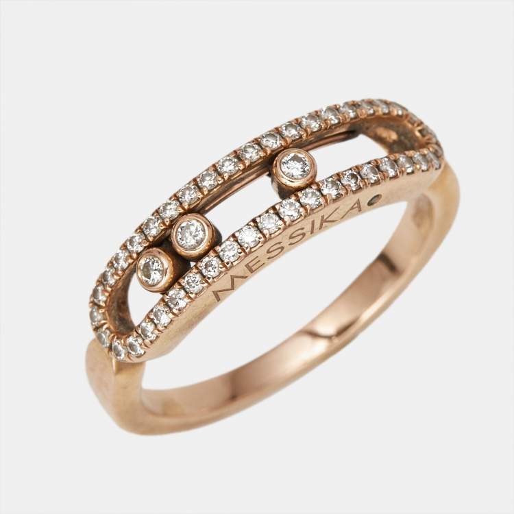 Pre Owned Messika Baby Move Pavé Diamond 18k Rose Gold Ring Size 52