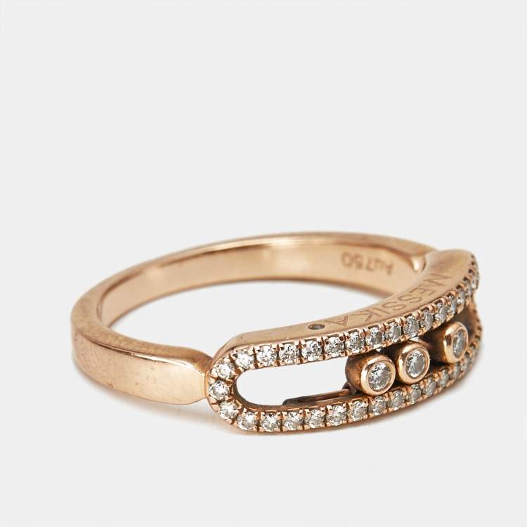 Pre Owned Messika Baby Move Pavé Diamond 18k Rose Gold Ring Size 52