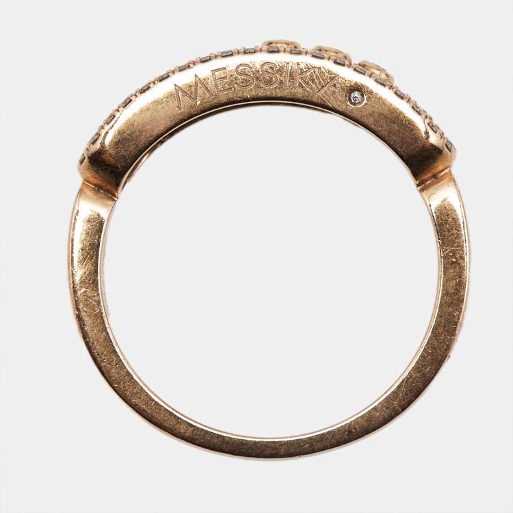 Pre Owned Messika Baby Move Pavé Diamond 18k Rose Gold Ring Size 52