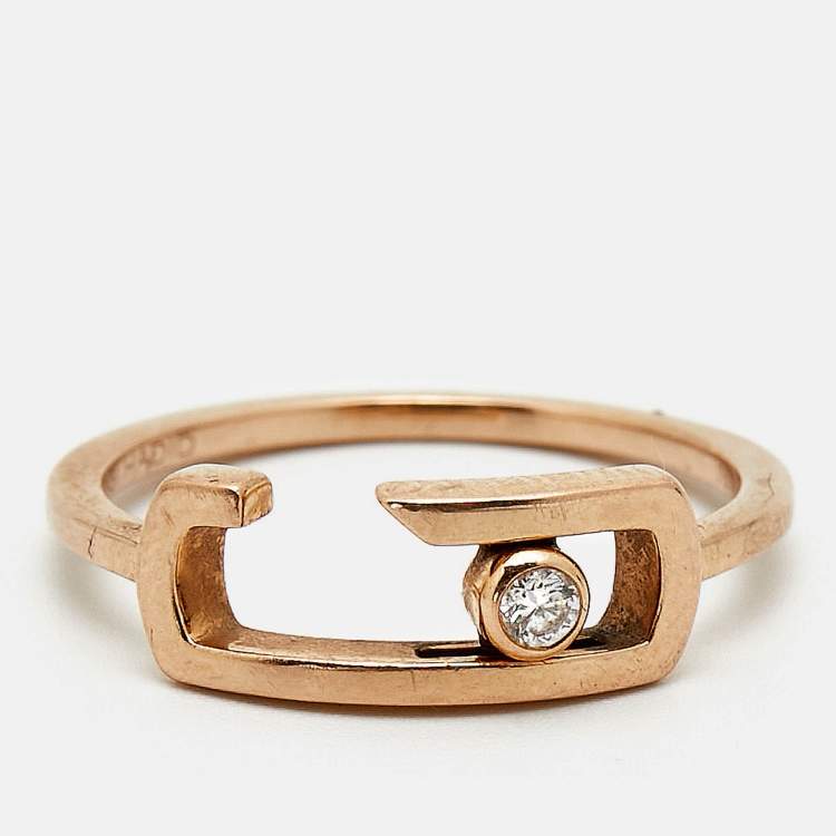 Pre Owned Messika by Gigi Hadid Move Addiction Diamond 18k Rose Gold Ring Size 52