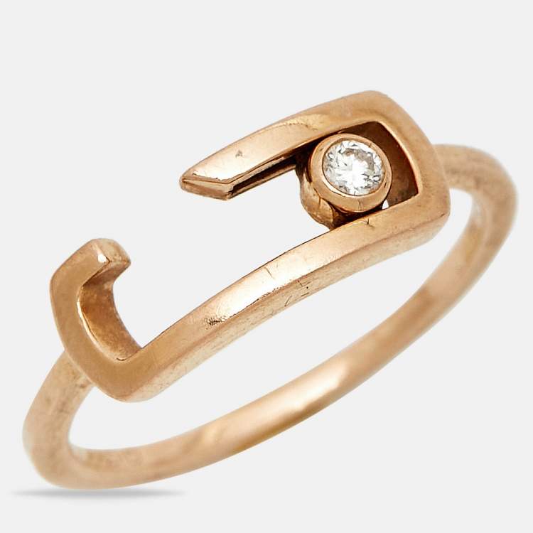 Pre Owned Messika by Gigi Hadid Move Addiction Diamond 18k Rose Gold Ring Size 52