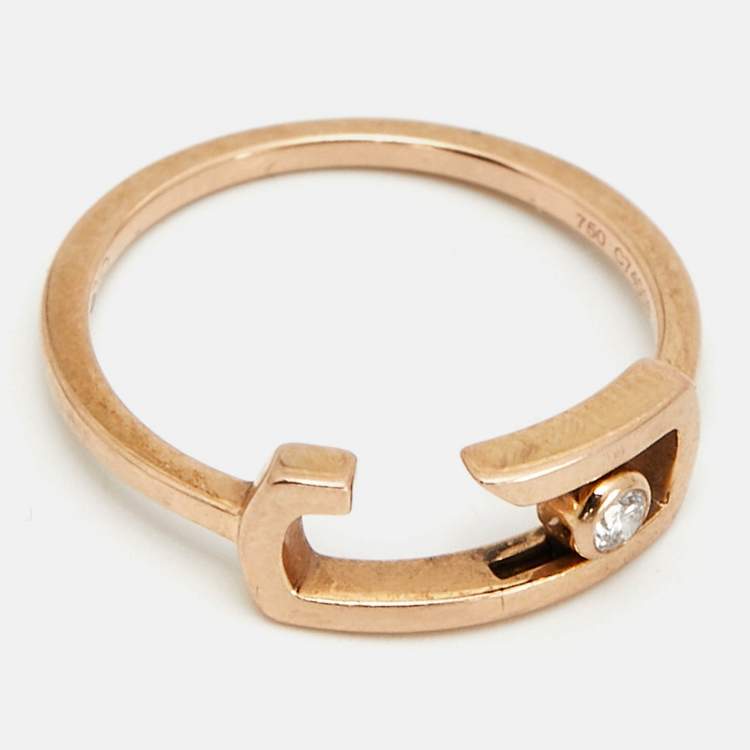 Pre Owned Messika by Gigi Hadid Move Addiction Diamond 18k Rose Gold Ring Size 52
