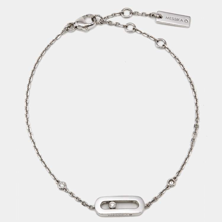 Pre Owned Messika Move Uno Diamond 18k White Gold Bracelet