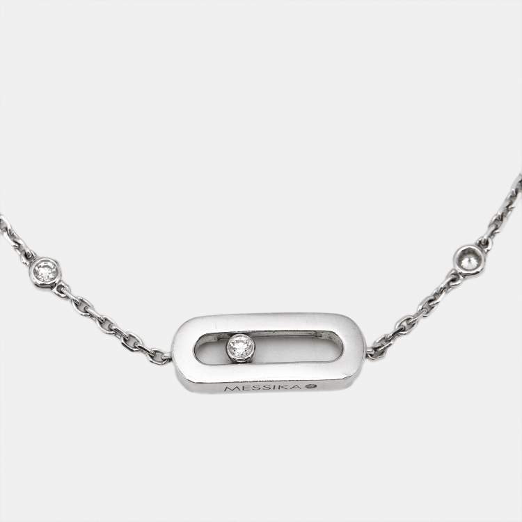 Pre Owned Messika Move Uno Diamond 18k White Gold Bracelet