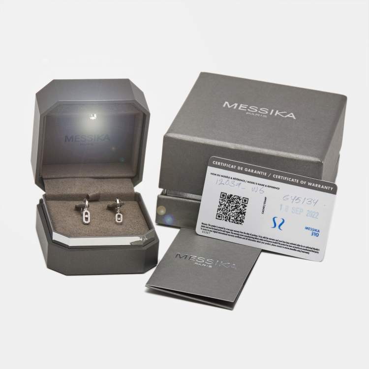 Pre Owned Messika Move Uno Diamonds 18k White Gold Hoop Earrings