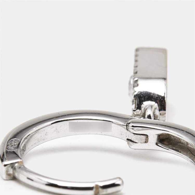 Pre Owned Messika Move Uno Diamonds 18k White Gold Hoop Earrings