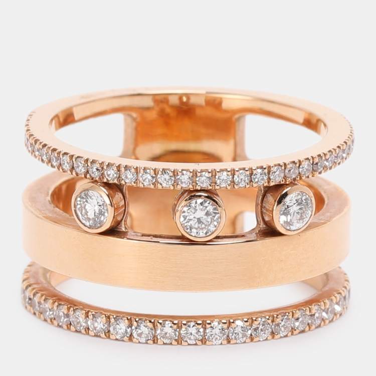 Pre Owned Messika Move Romane Diamonds 18k Rose Gold Ring Size 52