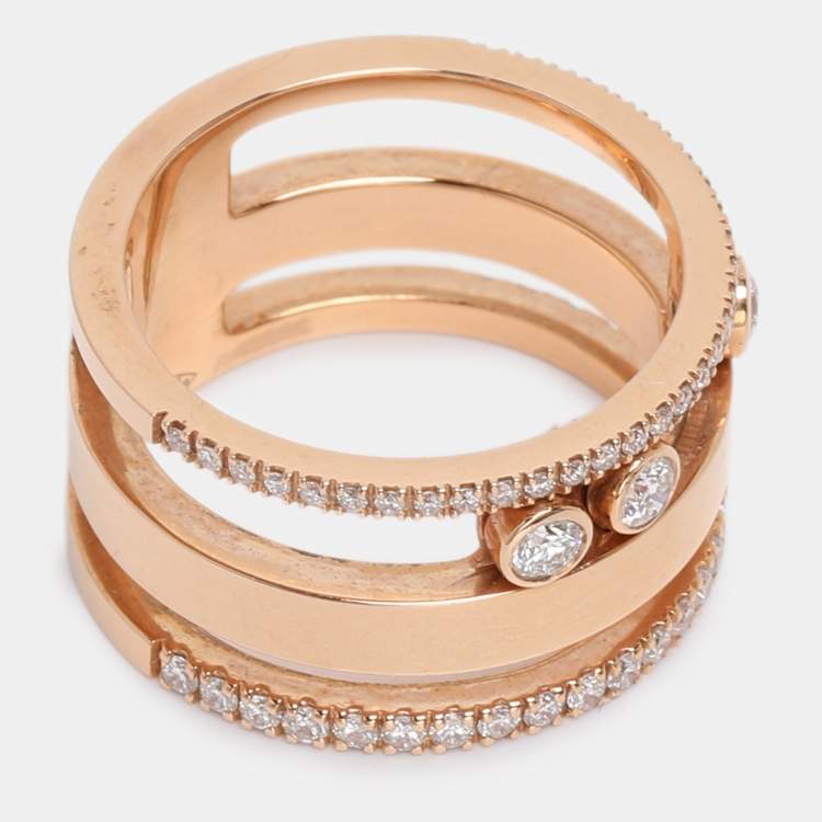 Pre Owned Messika Move Romane Diamonds 18k Rose Gold Ring Size 52