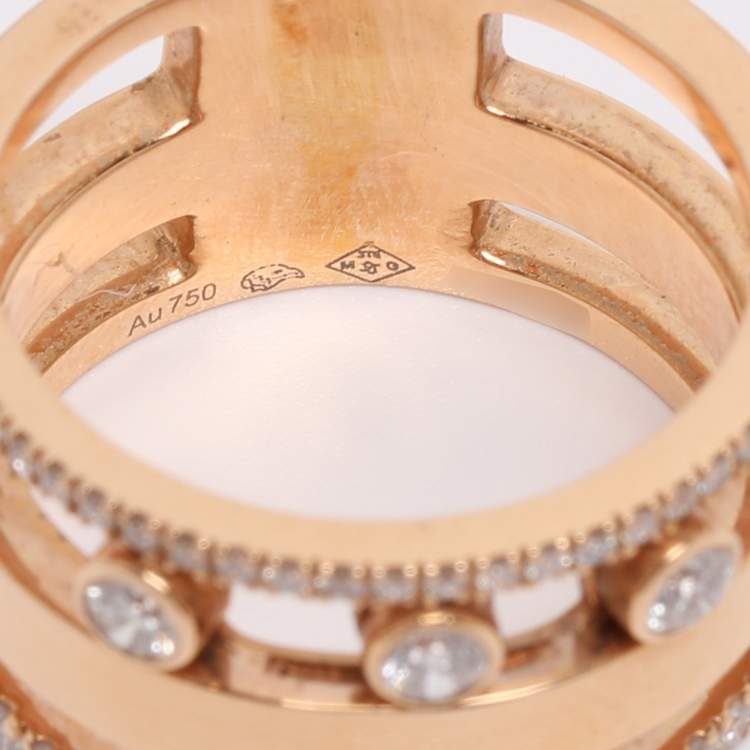 Pre Owned Messika Move Romane Diamonds 18k Rose Gold Ring Size 52