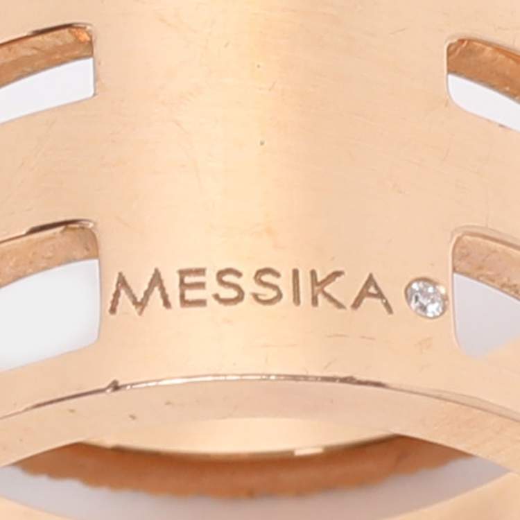 Pre Owned Messika Move Romane Diamonds 18k Rose Gold Ring Size 52