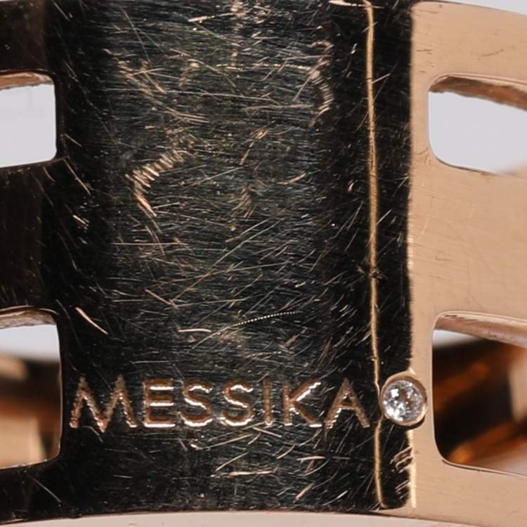 Pre Owned Messika Move Romane Diamonds 18k Rose Gold Ring Size 52