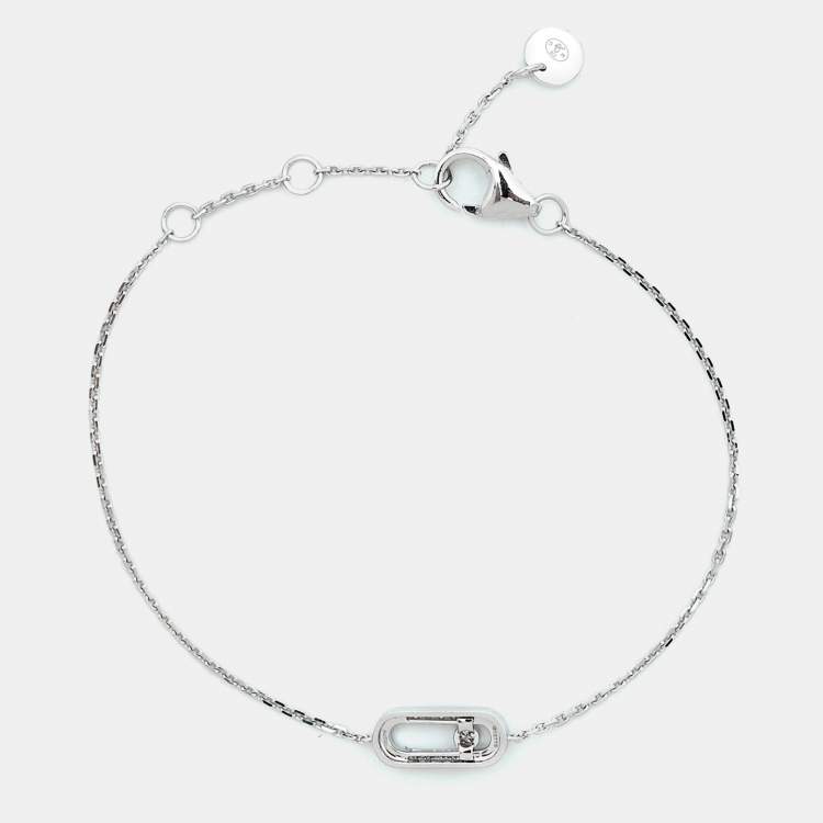 Pre Owned Messika Diamond Pave 18k White Gold Children Bracelet