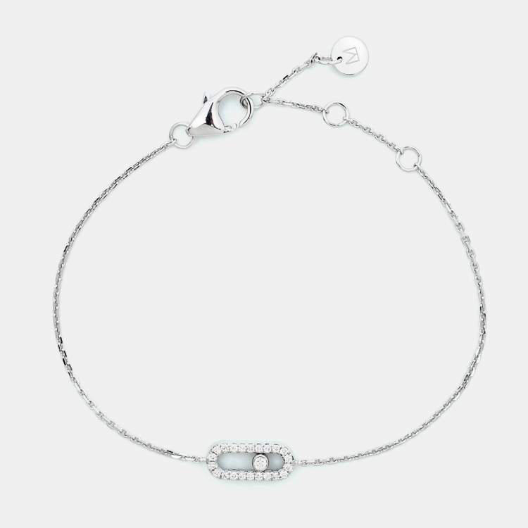 Pre Owned Messika Diamond Pave 18k White Gold Children Bracelet