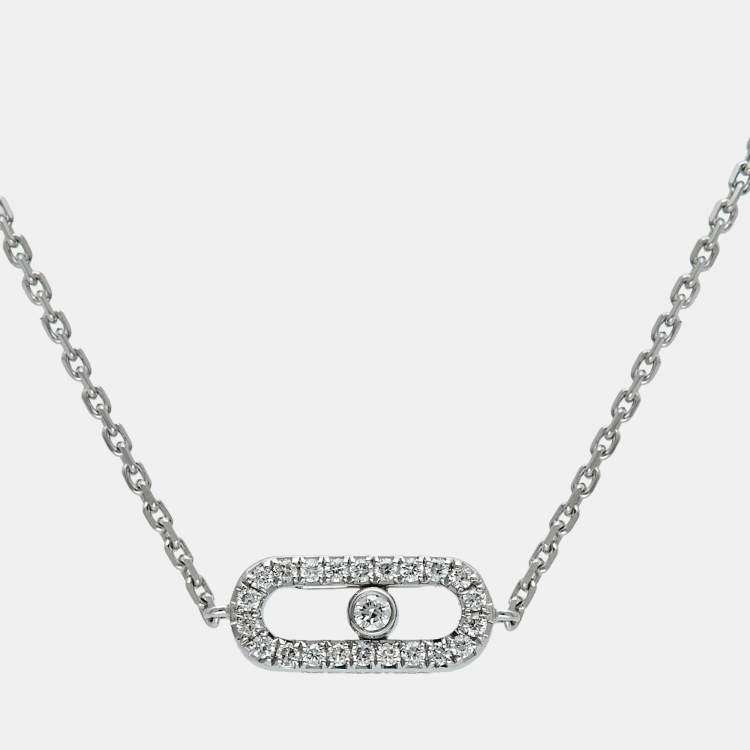 Pre Owned Messika Diamond Pave 18k White Gold Children Bracelet