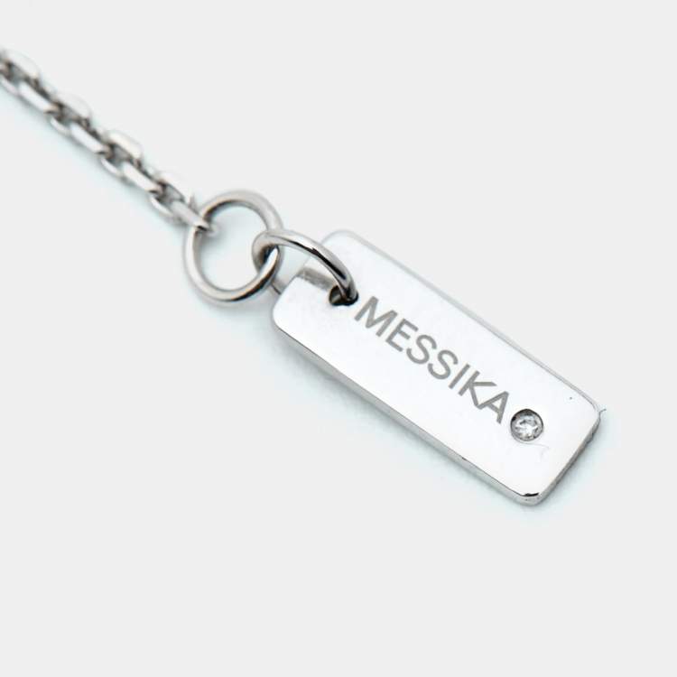 Pre Owned Messika Move Uno Pave Diamond 18K White Gold Necklace