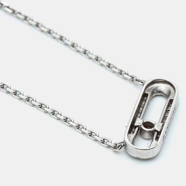 Pre Owned Messika Move Uno Pave Diamond 18K White Gold Necklace