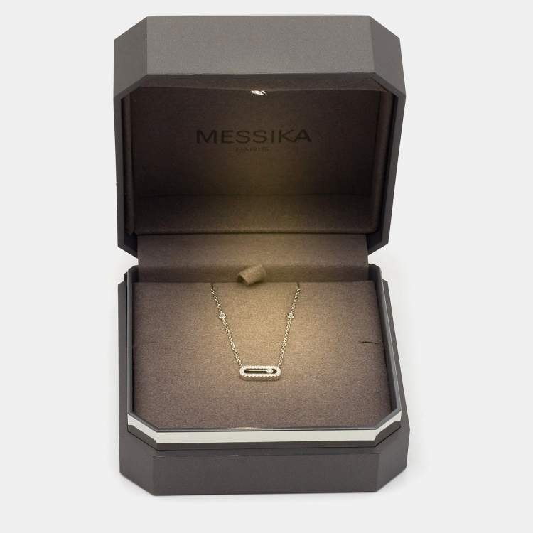 Pre Owned Messika Move Uno Pave Diamond 18K White Gold Necklace