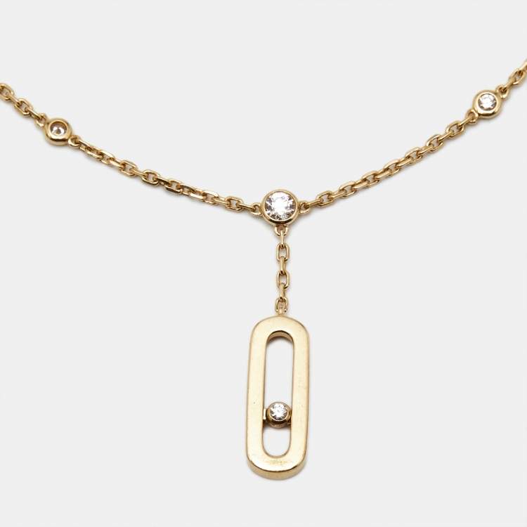 Pre Owned Messika Move Uno Diamonds 18k Yellow Gold Anklet Bracelet