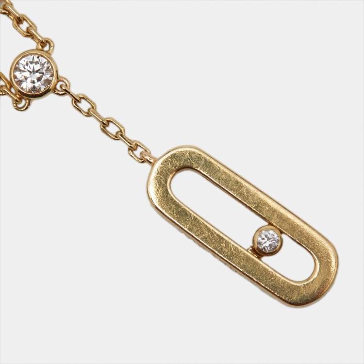 Pre Owned Messika Move Uno Diamonds 18k Yellow Gold Anklet Bracelet