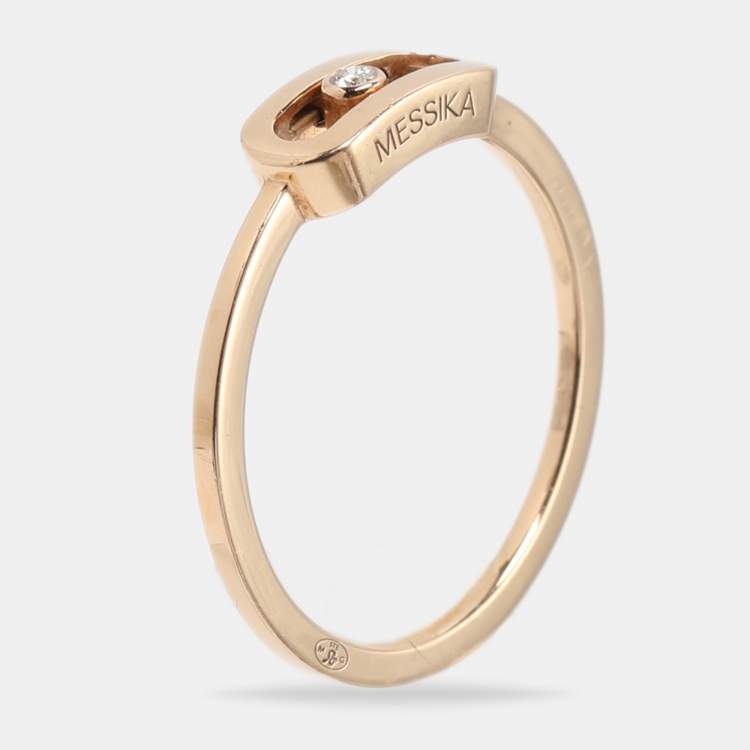 Pre Owned Messika Move Uno Diamond 18k Gold Ring Size 53