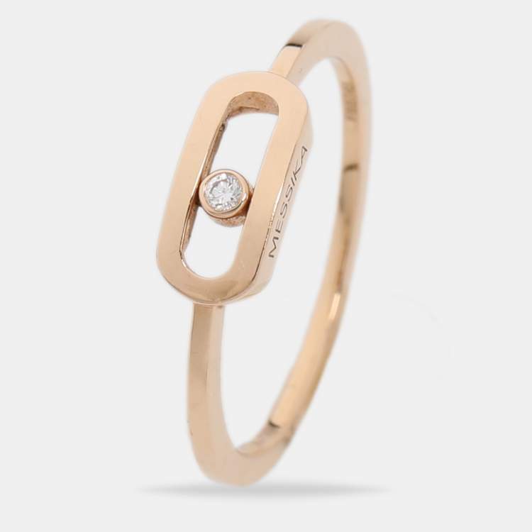 Pre Owned Messika Move Uno Diamond 18k Gold Ring Size 53