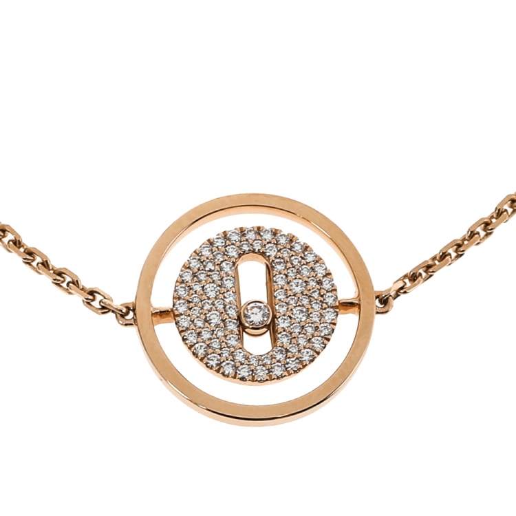 Pre Owned Messika Lucky Move Pave Diamond 18K Rose Gold Chain Link Bracelet