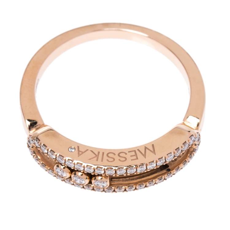 Pre Owned Messika Baby Move Pave Diamond 18K Rose Gold Ring 54.5